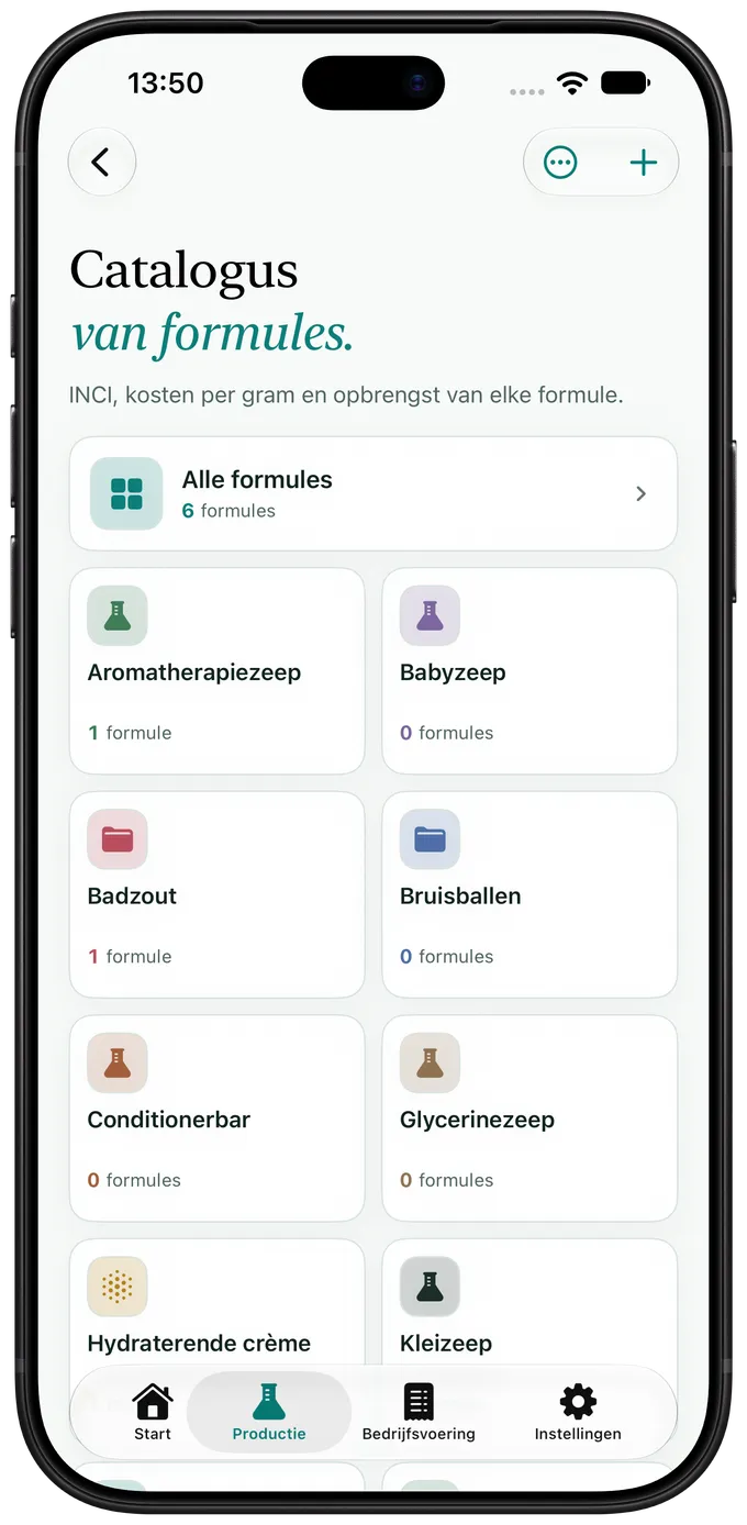 Receptenscherm van Artisan View met zeep, crèmes en shampoobars